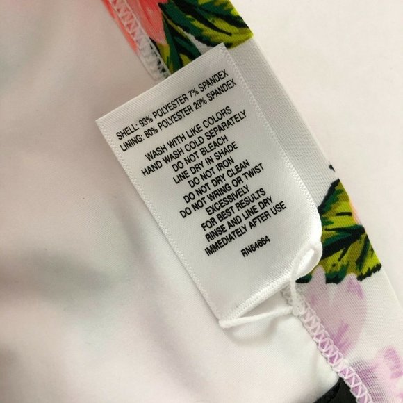 Sunn Lab Swim Bikini Bottom Floral High Waist Pink White Size M - Picture 3 of 3